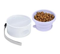 Folding Dog Bowl, Silicone Pet Treat Dish, Outdoor Water Bowls with Integrated Poop Bag Holder, Durable Pet Accessory, Travel Bowl with Compact Design, Hiking Use for Camping Walking
