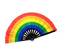 Folding Fan - Rainbow Hand Fan With Bamboo Frame, Large Colorful Chinese Kung Fu Style Folding For Festival Party Procession Dance Performance Costume Cosplay Outdoor Events Use