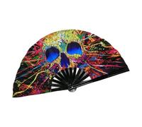 Folding Fan - Rainbow Hand Fan With Bamboo Frame, Large Colorful Chinese Kung Fu Style Folding For Festival Party Procession Dance Performance Costume Cosplay Outdoor Events Use