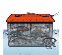 Folding Fishing Trap, Portable Fish Basket, 19.69x15.35x9.45 Inches Live Catch Storage Net, Heavy-Duty Reflective Mesh Design, Carry Structure for Stream Rock Sea River