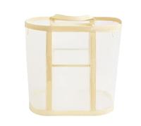 Folding Hamper, Light Yellow Laundry Basket, Strong Mesh Large Capacity Opening Foldable Hamper, Versatile Freestanding Clothes Hamper, Mesh Laundry Hamper with Sturdy Handles
