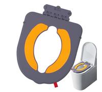 Folding Potty Training Seat, Toddler Toilet Seat with Handles, Suction Cups, Portable Travel Potty Pad, Perfect for Baby Boys Girls Children Home Bathroom, 35.7x27cm Grey Pink
