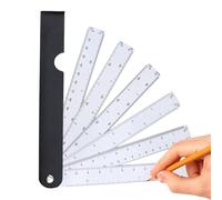 Folding Ruler - Fan Shaped Foldable Drawing Template, Measuring Stick, Journaling Engineering Carpenter Construction Classroom Sewing Woodworking Supply, White Scale Geometry Drafting Tool