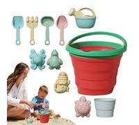 Folding Sand Toys Set with Fruit Bucket for Kids Ages 3+, Outdoor Digging and Tools Made of BS Material, Creative Beach Sandbox Accessories for Camping, Backyard Fun, Pool Time, and Vacation
