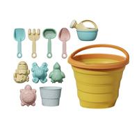 Folding Sand Toys Set with Fruit Bucket for Kids Ages 3+, Outdoor Digging and Tools Made of BS Material, Creative Beach Sandbox Accessories for Camping, Backyard Fun, Pool Time, and Vacation