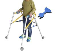 Folding Walker for Kids with Wheels, Aluminum Alloy Height Adjustable Walker, Anti-Backward Disabled Injured Rehabilitation Training(X-Large)