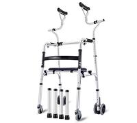 Folding Walking Frame, Axillary Crutches Walker with Wheels, Walking Stabilizer for Post Surgery and Injury Individuals, Rehabilitation Auxiliary Walking Frame for The Elderly VBTJWRFE