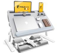 FoldWise Mesa 2 en 1 para Cama y Regazo Altura y Ángulo Ajustables, Plegable, con Cojines Suaves, Reposamuñecas, Soporte para Tableta, Tope de Borde y Superficie Antideslizante Ideal para Sofá y Silla