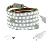 FOLGEMIR 5m Tira Led de luces - Blanco Frío, 5050 SMD 60 Leds/m, 220V 230V strip, IP65 impermeable, retroiluminación brillante
