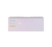 folia 061 - Calendario de mesa 2026, aprox. 28,7 x 11,9 cm, calendario en colores del arcoíris, 2 páginas por semana, calendario de escritorio con encuadernación en espiral