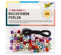 folia 100 cuentas cuadradas de 6 x 6 mm, con agujero para enhebrar, 1 m de cinta elástica, ideal para collares, pulseras y otras joyas, multicolor