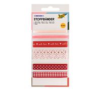 folia 12021 - Mezcla de Cintas de Tela Rosy Love con 6 Cintas Rojo, Blanco y Rosa, Set de Manualidades para Decorar y diseñar