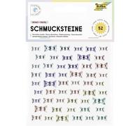 folia 12318 - Piedras decorativas ARCOS PASTEL, 52 piedras brillantes en forma de lazo en 5 colores pastel, pegatinas en 3 tamaños, autoadhesivas, para embellecer y decorar