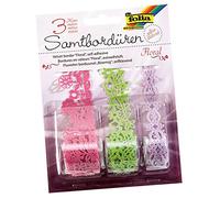 folia 12703 - Cenefa de terciopelo floral, 3 rollos, surtidos, autoadhesivos, ideal para decorar accesorios del hogar, manualidades y tarjetas