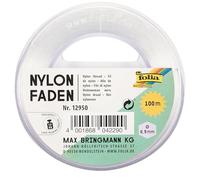 Folia 12950 - Hilo de Nailon en Bobina, Transparente, Aprox. 0,5 mm x 100 m, Capacidad de Carga 7,5 kg, Hilo Apenas Visible óptimo para móviles, Joyas, decoración, etc.
