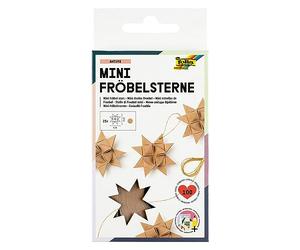 folia 1298 - Tiras de papel para estrellas MINI Fröbel, 100 tiras, 25 estrellas, en colores naturales