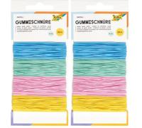 folia 13704 13704 - Cordón elástico Fino de Goma en 4 delicados Colores Pastel de 5 m, 1 mm de Grosor, para Hacer máscaras, Pulseras UVM, Multicolor (Paquete de 2)