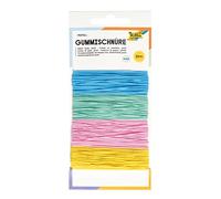 folia 13704 - Cordones de Goma, Banda elástica Fina en 4 delicados Colores Pastel de 5 m, Aprox. 1 mm de Grosor, para Hacer máscaras, Pulseras, etc, Multicolor, L (MAX Bringmann KG