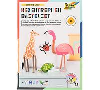 folia 21901 - Kit de Manualidades de Animales de Escalera de Bruja, Juego para 11 Figuras, 262 Piezas, Ideal para Que los niños creen Figuras Divertidas de Papel