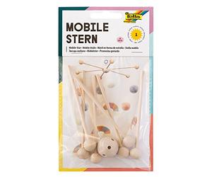 folia 2280 - Estrella móvil de Madera, 6 Brazos, para Montar, con Gancho de Metal para Colgar, diámetro Aprox. 22 cm, Ideal para móviles de Bricolaje