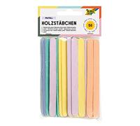 folia 2288 - Palillos de madera pastel, aprox. 11,4 x 1 x 0,2 cm, 50 unidades, en 6 colores diferentes, con extremos redondeados, ideales para decorar, manualidades o aprender números, multicolor