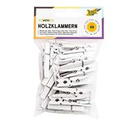 Folia 2293 - Pinzas de madera (48 unidades, 3 tamaños), color blanco , color/modelo surtido