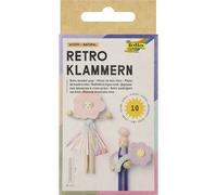 folia 2296 - Clips retro MADERA NATURAL, 10 clips de madera de aspecto natural, 11 cm x Ø 1,3 cm, para manualidades y diseño de figuras de clip