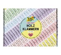 folia 22996 - Pinzas de madera JUMBO PASTEL, 500g de pinzas de madera para manualidades en 6 colores pastel, aprox. 400 piezas en 2,5-5 cm