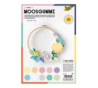folia 231095 - Goma Musgo Pastel, 2 mm, Aprox. 20 x 29 cm, 10 Hojas, Colores Pastel, no autoadhesiva, Ideal para Manualidades versátiles