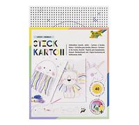 folia 2324 - Tablero de Bordar Mix Bunt Animals, 300g / m², Impreso en Colores, 17,5 x 24,5 cm, 40 Hojas, 8 Motivos - Ideal para Ejercicios de Bordado