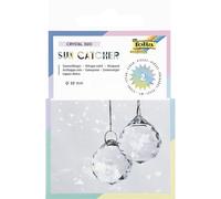 folia 23839 - Atrapasol Crystal Duo, 2 atrapasoles de Cristal Incl. 8 m de Hilo metálico en Dorado, Ø 3 cm Cristales para Colgar