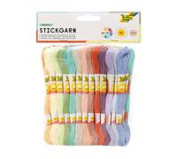 folia 23993 - Hilo de bordar pastel, 100% algodón, 52 docks de 8 m en 26 colores, para bordar, hacer manualidades