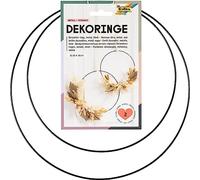 folia 24204 - Anillas Decorativas en Negro, Anillas de Metal para Manualidades, 2 Piezas en 25 cm y 30 cm de diámetro, Grosor Aprox. 3 mm