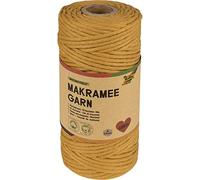folia 24993 - Hilo de macramé Mustard Field 100% algodón, Hilo Trenzado de 100 m en Color Mostaza, diámetro 3,5 mm, para Manualidades y Tejer