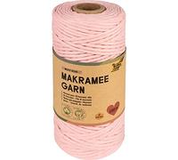 folia 24994 - Hilo de macramé Misty Rose 100% algodón, 100 m de Hilo Trenzado, Color Rosa Palo, 3,5 mm de diámetro, para Manualidades y Tejer