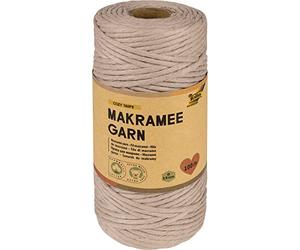 folia 24995 - Hilo de macramé Cozy Taupe 100% algodón, 100 m de Hilo Trenzado en Color Topo, diámetro de 3,5 mm, para Manualidades y Tejer