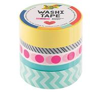 Folia 26442 Washi Tape - Juego de 5 cintas de papel de arroz rosa neón ideales para decorar y decorar