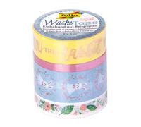 Folia 26448 - Cinta washi de papel de arroz juego de 4 "Follow The Rabbit acabado en caliente 4 rollos de 5 m de longitud en diferentes anchuras para decorar y decorar