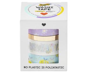 folia 26452 - Washi tape, cinta adhesiva de papel de arroz, hotfoil en dorado e iridiscente, set de 4 - ideal para embellecer y decorar