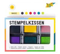 folia 30180 - Juego de almohadillas de tinta básicas, 6 almohadillas de tinta, en diferentes colores, ideal para decorar tarjetas y otras manualidades