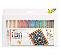 folia 371209 - Juego de rotuladores de tiza (12 unidades, 12 colores diferentes, para pintar sobre pizarra, vidrio, papel y otras superficies lisas)