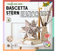 folia 407/1515 Bascetta Craft Set Blanco/Cobre, 32 Hojas 15 x 15 cm, Tamaño Final de La Estrella de Papel Aprox. 20 cm, con instrucciones detalladas-Ideal para decoración atemporal