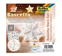 Folia 410/1515 Bascetta - Juego de manualidades con estrellas y adornos navideños, blanco/cobre., 20 cm