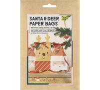 folia 41293 - Santa & Deer Paper Bags, 29-Piece Craft Set for 8 Paper Bags in Re