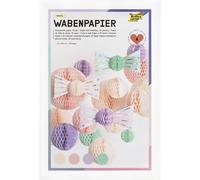 folia 461-19 - Papel nido de abeja PASTEL, 21 x 33 cm, papel para manualidades con estructura de nido de abeja en 4 colores, 30 capas, para crear coloridas decoraciones de nido de abeja