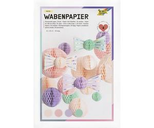 folia 461-19 - Papel nido de abeja PASTEL, 21 x 33 cm, papel para manualidades con estructura de nido de abeja en 4 colores, 30 capas, para crear coloridas decoraciones de nido de abeja