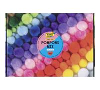 folia 50209 - Pompones Mix JUMBO BUNT, 200g de pompones en 15 colores, aprox. 900 bolitas de felpa con Ø 1-4 cm, para manualidades, decorar y embellecer