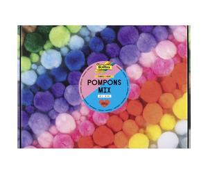 folia 50209 - Pompones Mix JUMBO BUNT, 200g de pompones en 15 colores, aprox. 900 bolitas de felpa con Ø 1-4 cm, para manualidades, decorar y embellecer