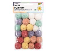 folia 50242 - Pompones de lana (24 unidades, 6 colores, aprox. 3 cm de diámetro, ideal para manualidades coloridas)