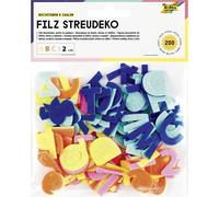 folia 5254-Decoración de Fieltro Letras y números en 5 Colores, decoración para el Comienzo de la Escuela, Multicolor, 200 Stück (MAX Bringmann 5254)
